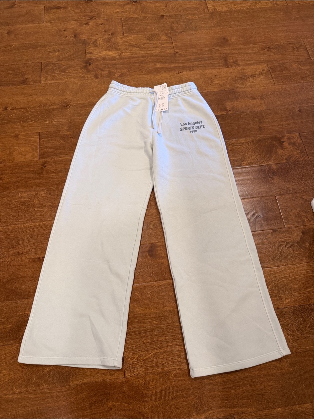 Zara women’s wide leg sweats sweatpants medium light blue green color NWT